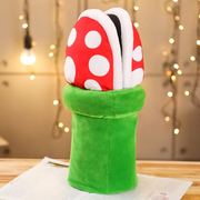 Plush Plant Slippers with Green Pipe Storage Holder