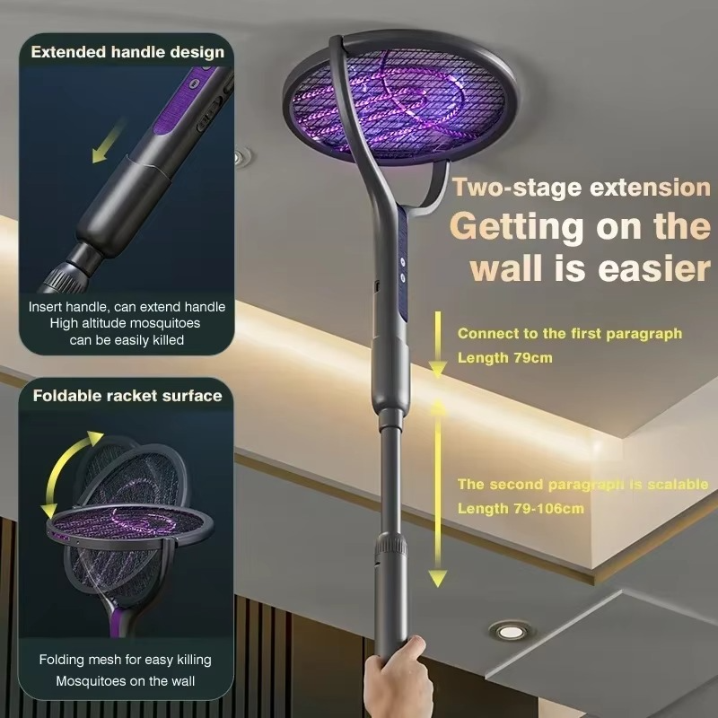 2-in-1 USB-Rechargeable Electric Insect Swatter with Stand