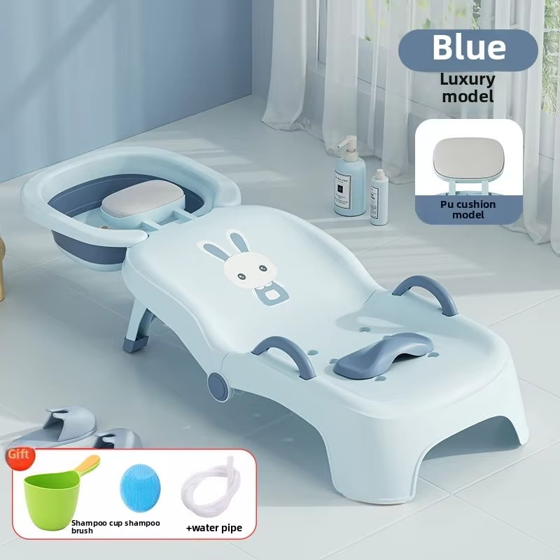 Portable Kids Shampoo Chair Foldable Salon Seat Chair With Shampoo Basin For Boys Girls Bath Product Can Sit and Adjust