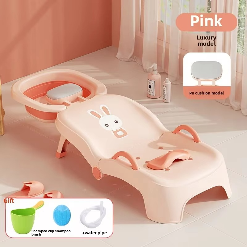 Portable Kids Shampoo Chair Foldable Salon Seat Chair With Shampoo Basin For Boys Girls Bath Product Can Sit and Adjust