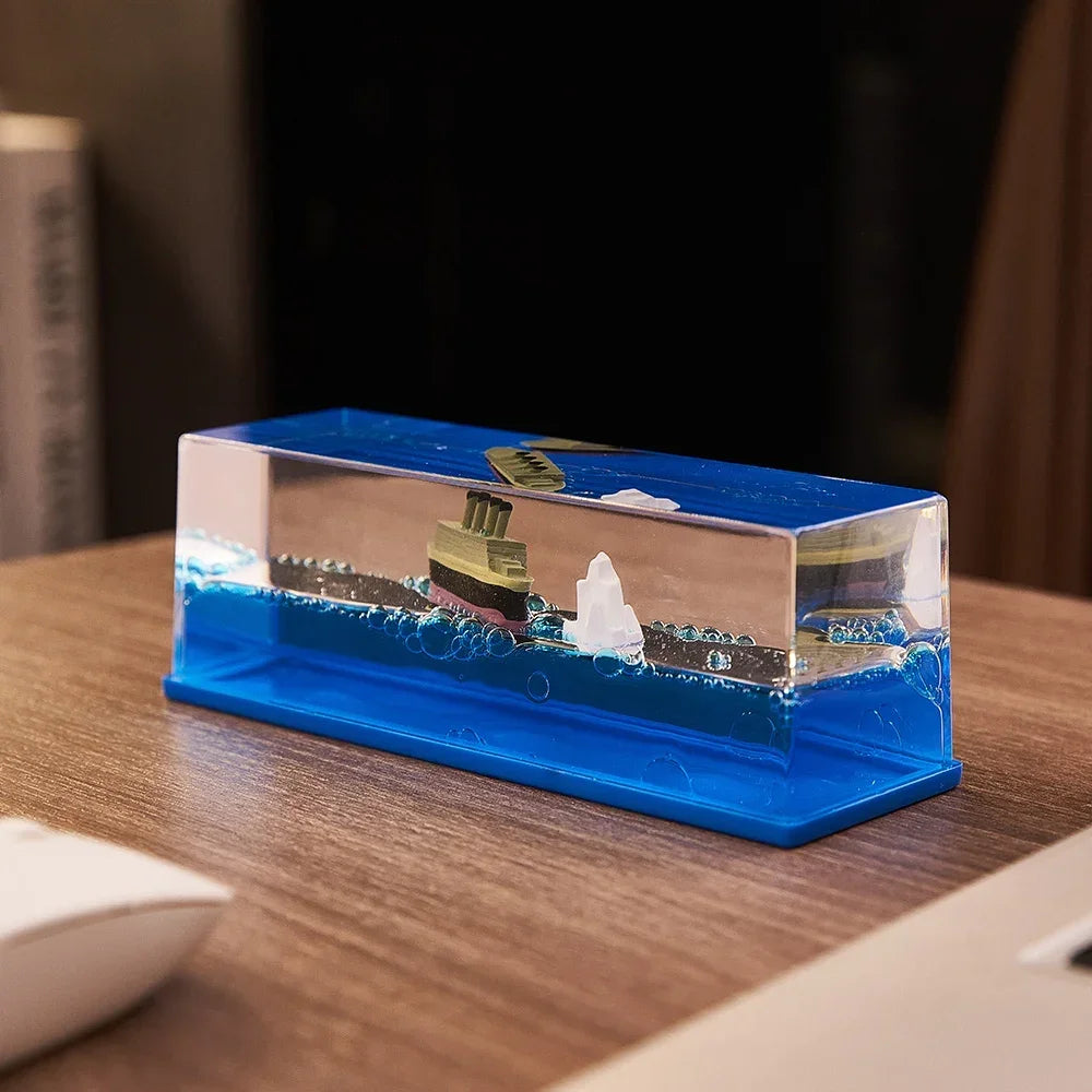 Cruise-Ship Fluid Drift Bottle & Hourglass Decoration