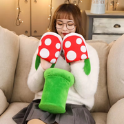 Plush Plant Slippers with Green Pipe Storage Holder