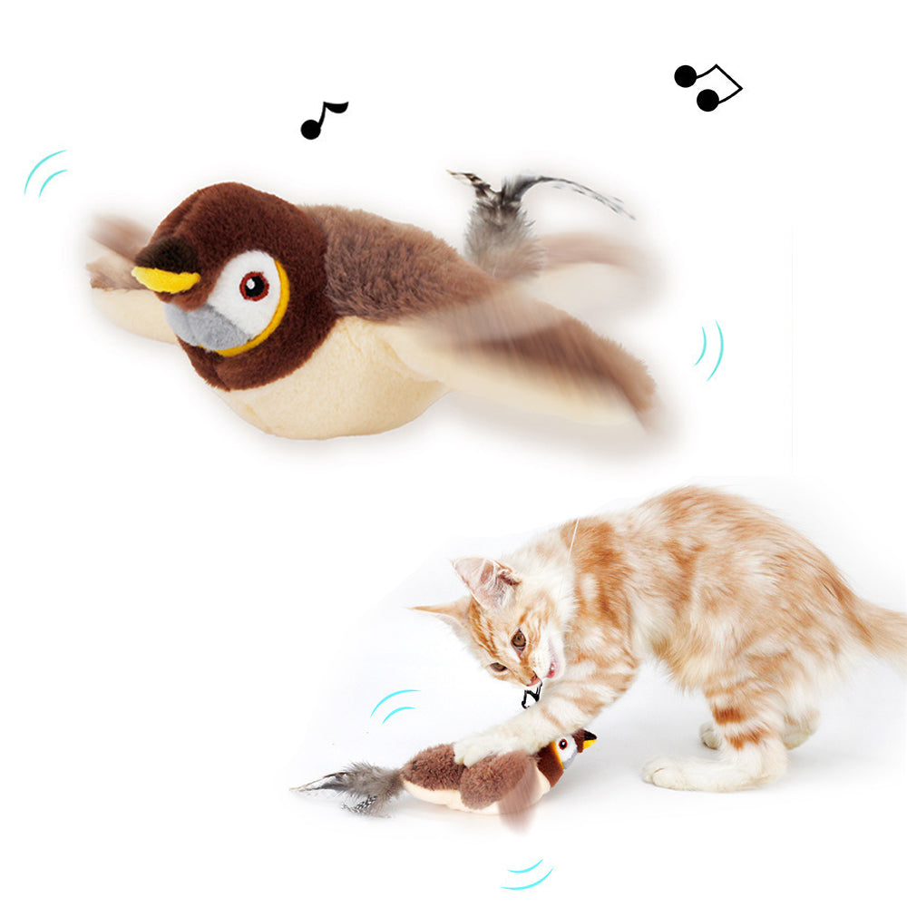 Rechargeable Flapping Bird Cat Toy with Chirping Sound & Catnip