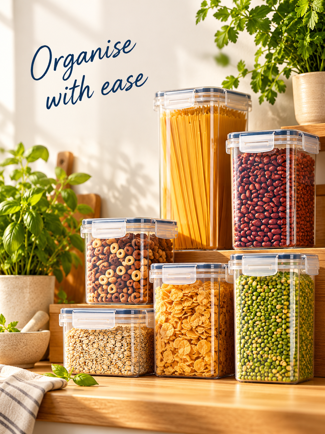24pcs Airtight Food Storage Container Set, kitchen Storage & Organisation, BPA-Free Pantry Organiser Plastic Food Containers with Lids for Cereal, Flour and Sugar, Includes 24 Labels