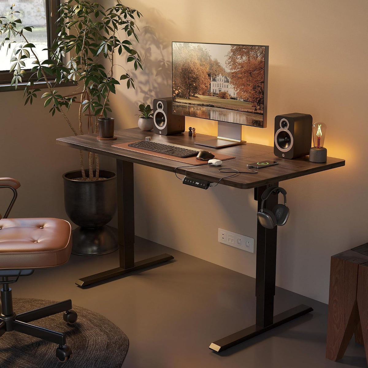 Electric Height Adjustable Standing Desk with USB-A & USB-C Charging