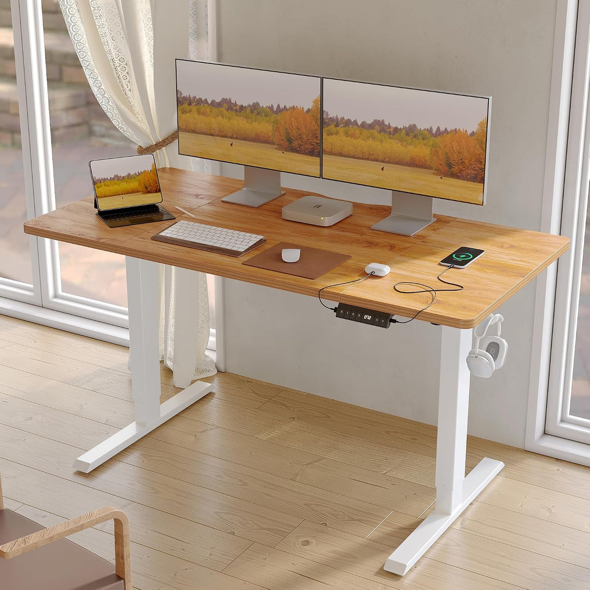 Electric Height Adjustable Standing Desk with USB-A & USB-C Charging