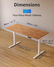 Electric Height Adjustable Standing Desk with USB-A & USB-C Charging