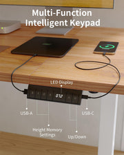 Electric Height Adjustable Standing Desk with USB-A & USB-C Charging