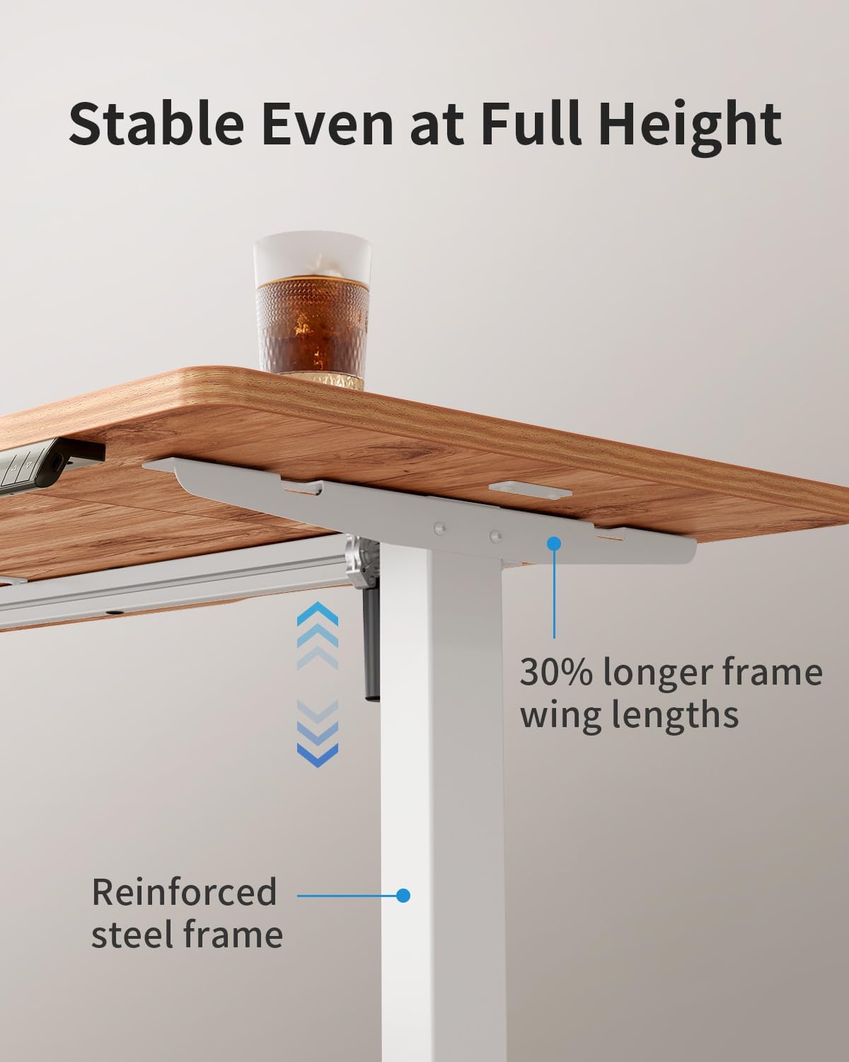 Electric Height Adjustable Standing Desk with USB-A & USB-C Charging