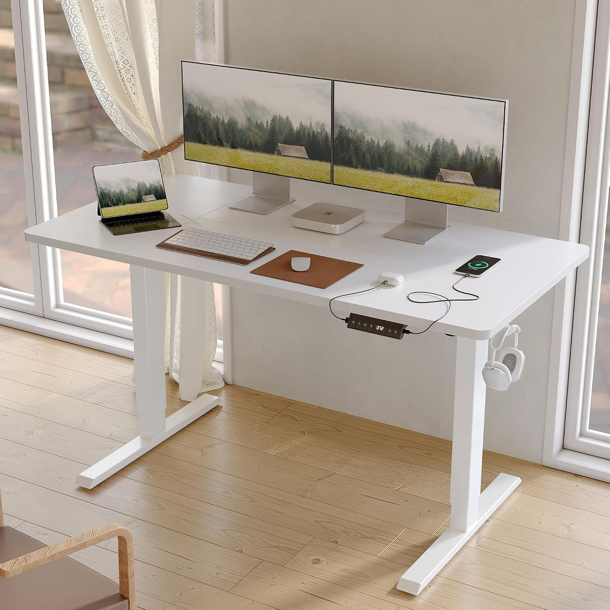 Electric Height Adjustable Standing Desk with USB-A & USB-C Charging