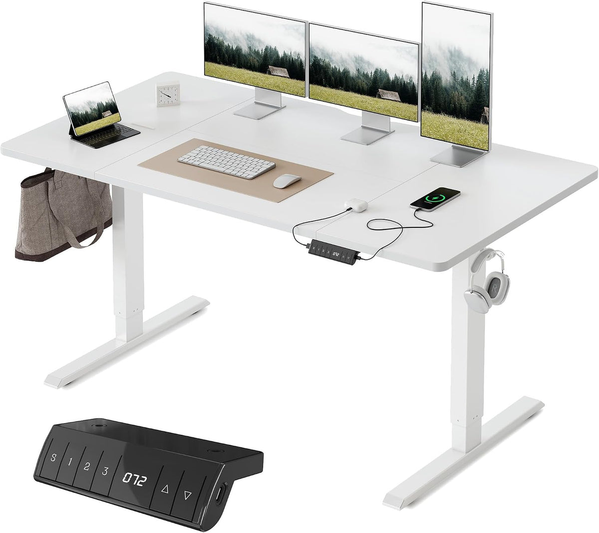 Electric Height Adjustable Standing Desk with USB-A & USB-C Charging