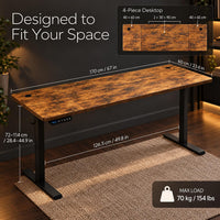 Rustic Brown electric standing desk 170 x 60 cm - image 2