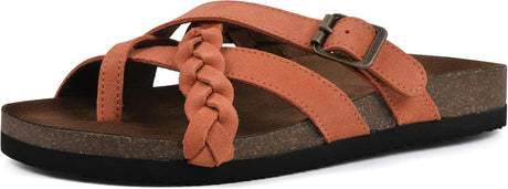 Women’s Braided-Detail Flat Sandals with Adjustable Buckle