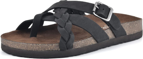 Women’s Braided-Detail Flat Sandals with Adjustable Buckle