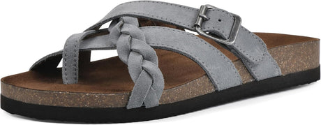Women’s Braided-Detail Flat Sandals with Adjustable Buckle
