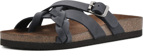 Women’s Braided-Detail Flat Sandals with Adjustable Buckle