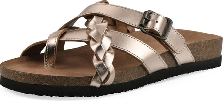 Women’s Braided-Detail Flat Sandals with Adjustable Buckle