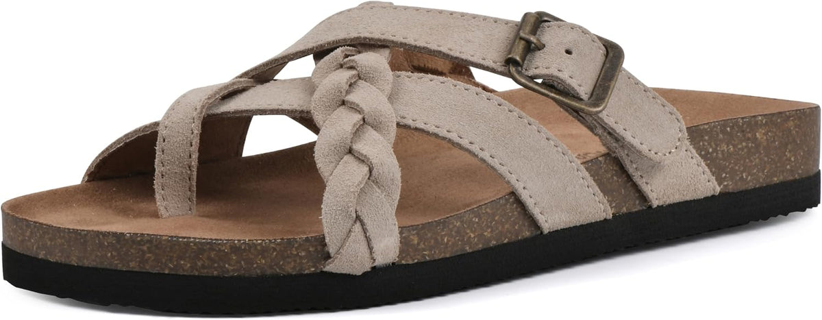 Women’s Braided-Detail Flat Sandals with Adjustable Buckle
