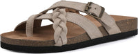 Women’s Braided-Detail Flat Sandals with Adjustable Buckle
