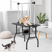 91cm Foldable Dog Grooming Table with Adjustable Double Arm & Basket
