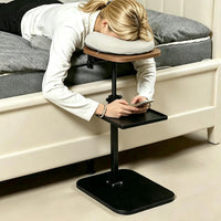 Freestanding adjustable massage face cradle with grey cushion and armrest tray - image 1