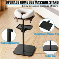 Freestanding adjustable massage face cradle with grey cushion and armrest tray - image 3