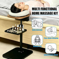 Freestanding adjustable massage face cradle with grey cushion and armrest tray - image 5