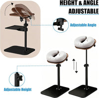 Freestanding adjustable massage face cradle with grey cushion and armrest tray - image 6