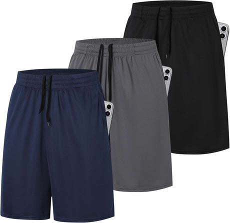 Men’s Quick-Dry Gym Shorts with Pockets – 3 or 5 Pack