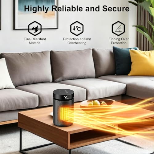1500W Portable Ceramic Electric Heater – Remote, 70° Oscillation & 12H Timer