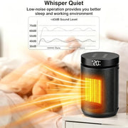 1500W Portable Ceramic Electric Heater – Remote, 70° Oscillation & 12H Timer