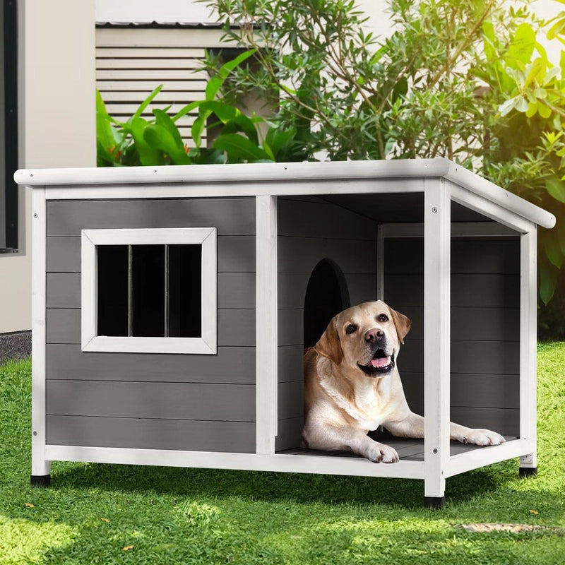 Raised Fir-Wood Dog Kennel with Asphalt Roof
