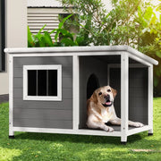 Raised Fir-Wood Dog Kennel with Asphalt Roof