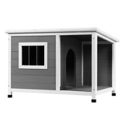 Raised Fir-Wood Dog Kennel with Asphalt Roof