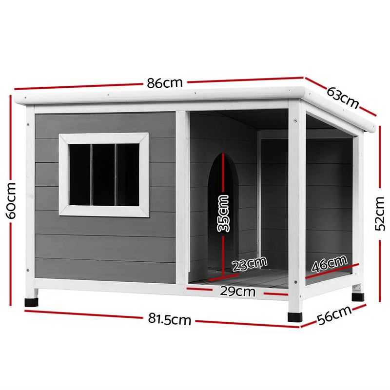 Raised Fir-Wood Dog Kennel with Asphalt Roof