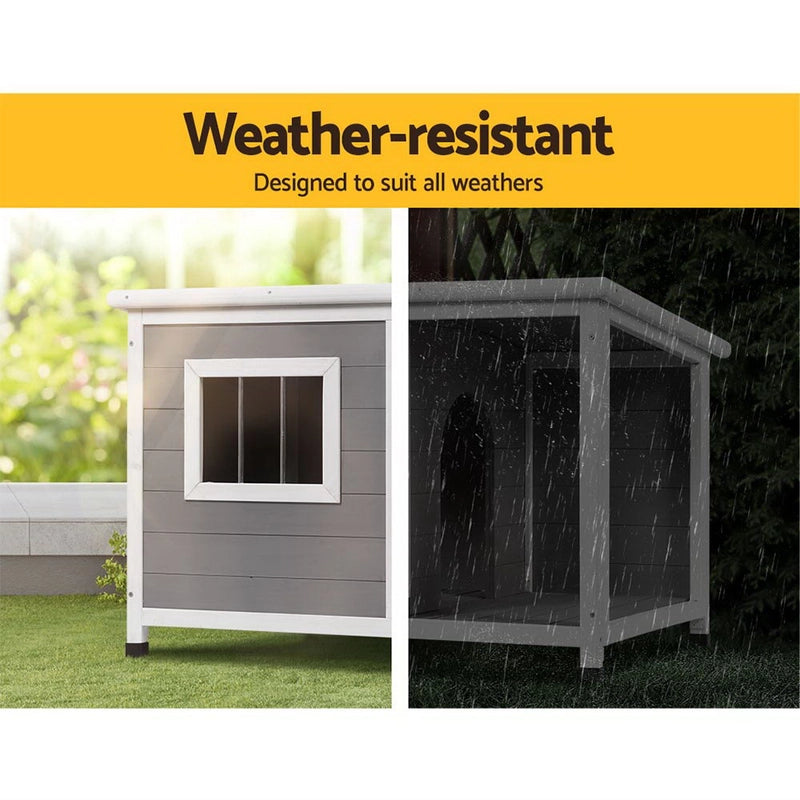 Raised Fir-Wood Dog Kennel with Asphalt Roof