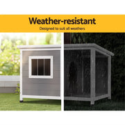 Raised Fir-Wood Dog Kennel with Asphalt Roof