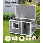 Raised Fir-Wood Dog Kennel with Asphalt Roof