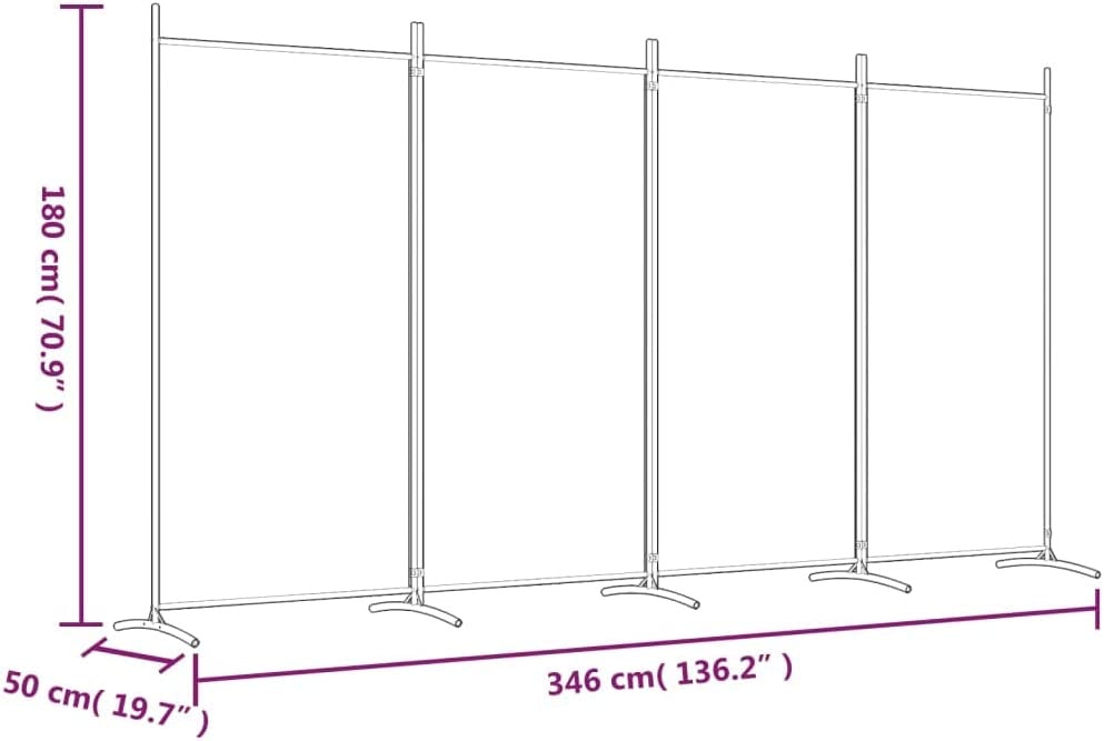 4-Panel Anthracite Fabric Folding Room Divider