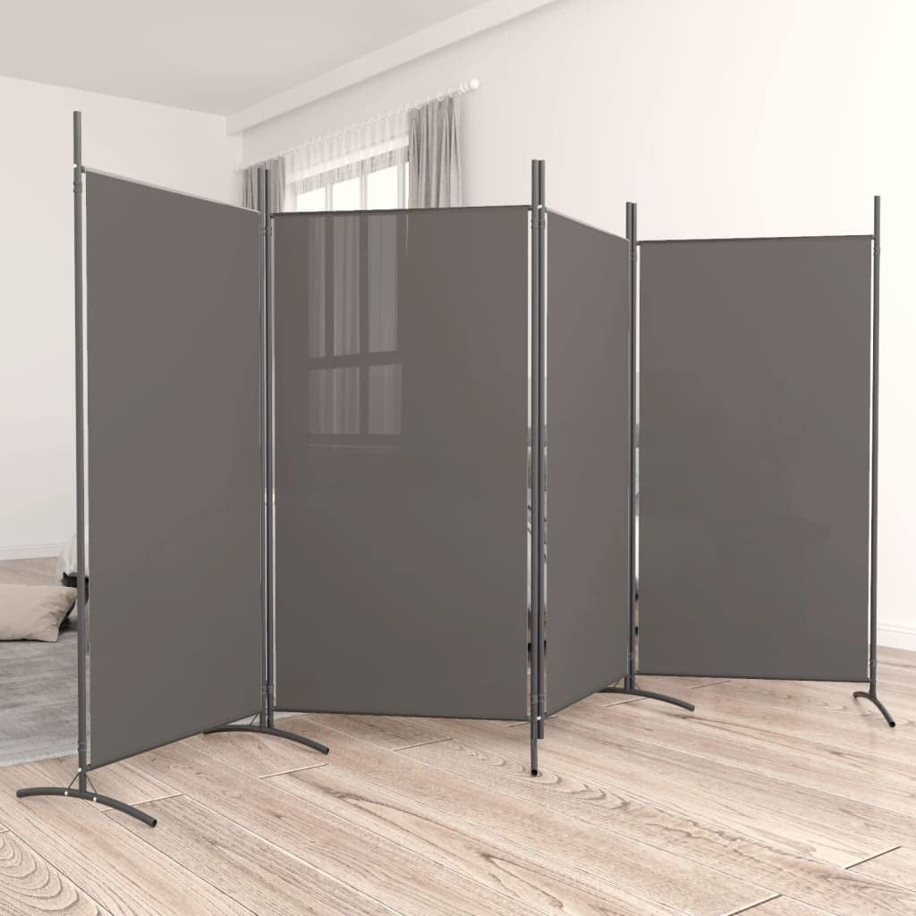 4-Panel Anthracite Fabric Folding Room Divider