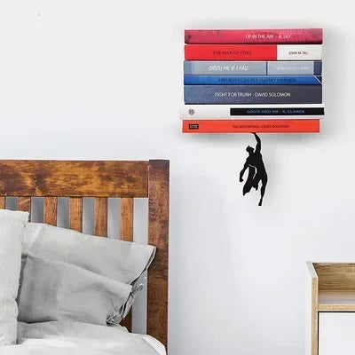 Superhero Bookend Figurines Metal Bookshelf Decor Desktop Ornament Office Desktop Accessories Bookshelf Home Decoration