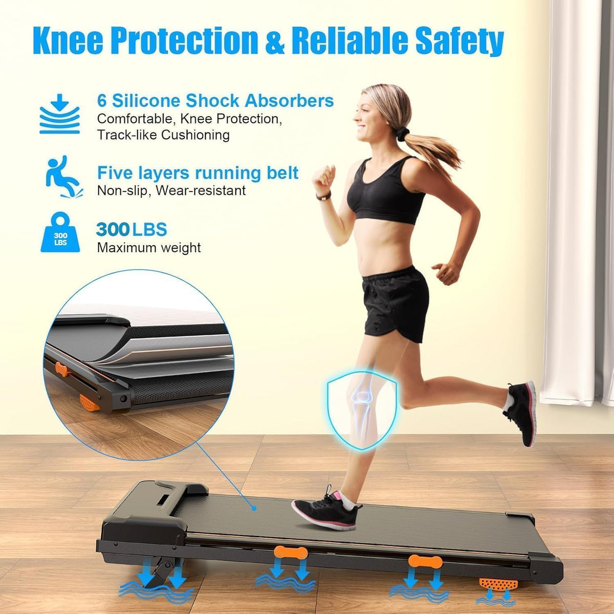 Compact 2.5 HP Incline Walking Pad Treadmill with Handle