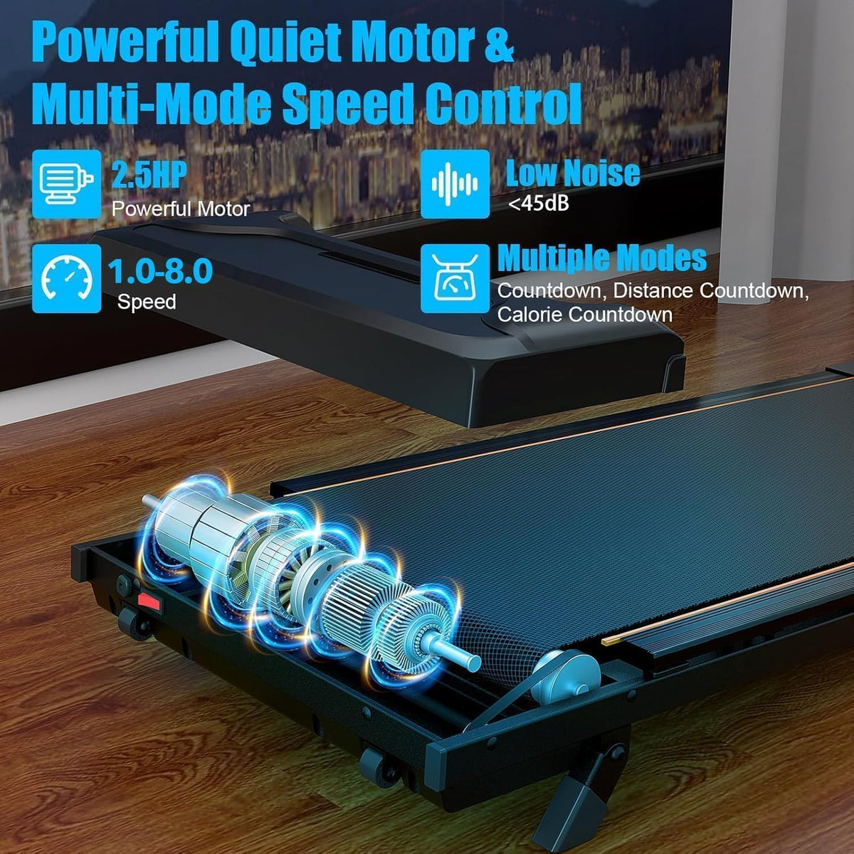 Compact 2.5 HP Incline Walking Pad Treadmill with Handle