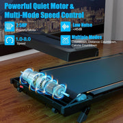Compact 2.5 HP Incline Walking Pad Treadmill with Handle