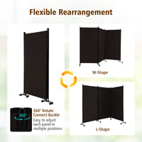 262 × 180 cm 3-Panel Rolling Room Divider – 4 Colours