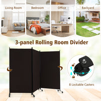 262 × 180 cm 3-Panel Rolling Room Divider – 4 Colours