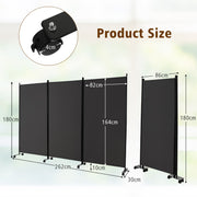 262 × 180 cm 3-Panel Rolling Room Divider – 4 Colours