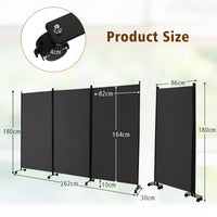 262 × 180 cm 3-Panel Rolling Room Divider – 4 Colours