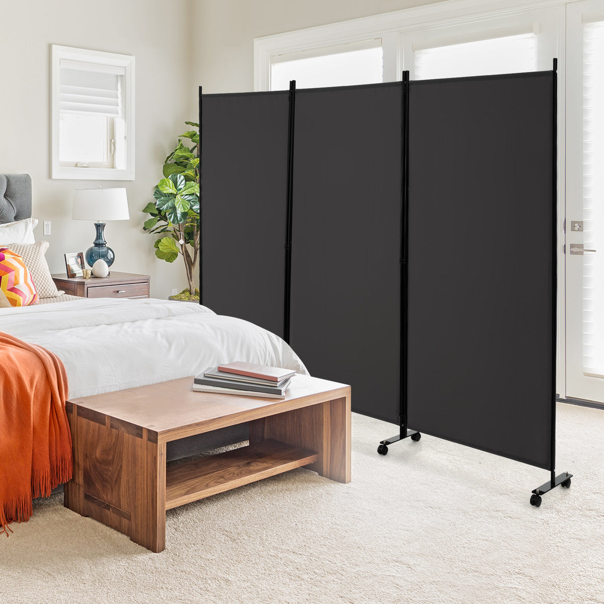 262 × 180 cm 3-Panel Rolling Room Divider – 4 Colours