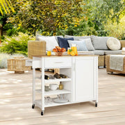 100 cm Rolling Kitchen Island with Rubberwood Top